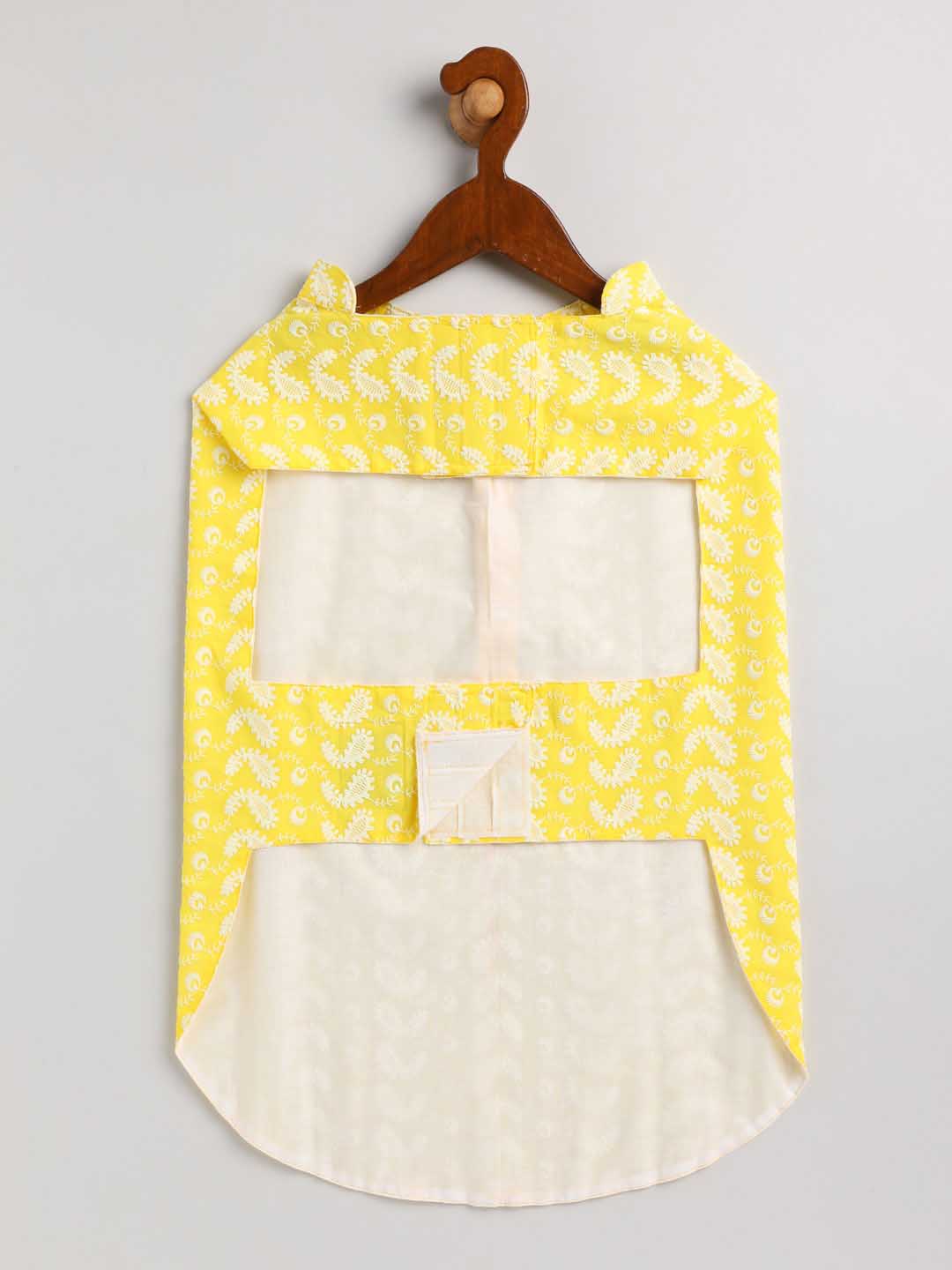 Dogs' Mustard Chikankari Pure Cotton Ethnic Kurta