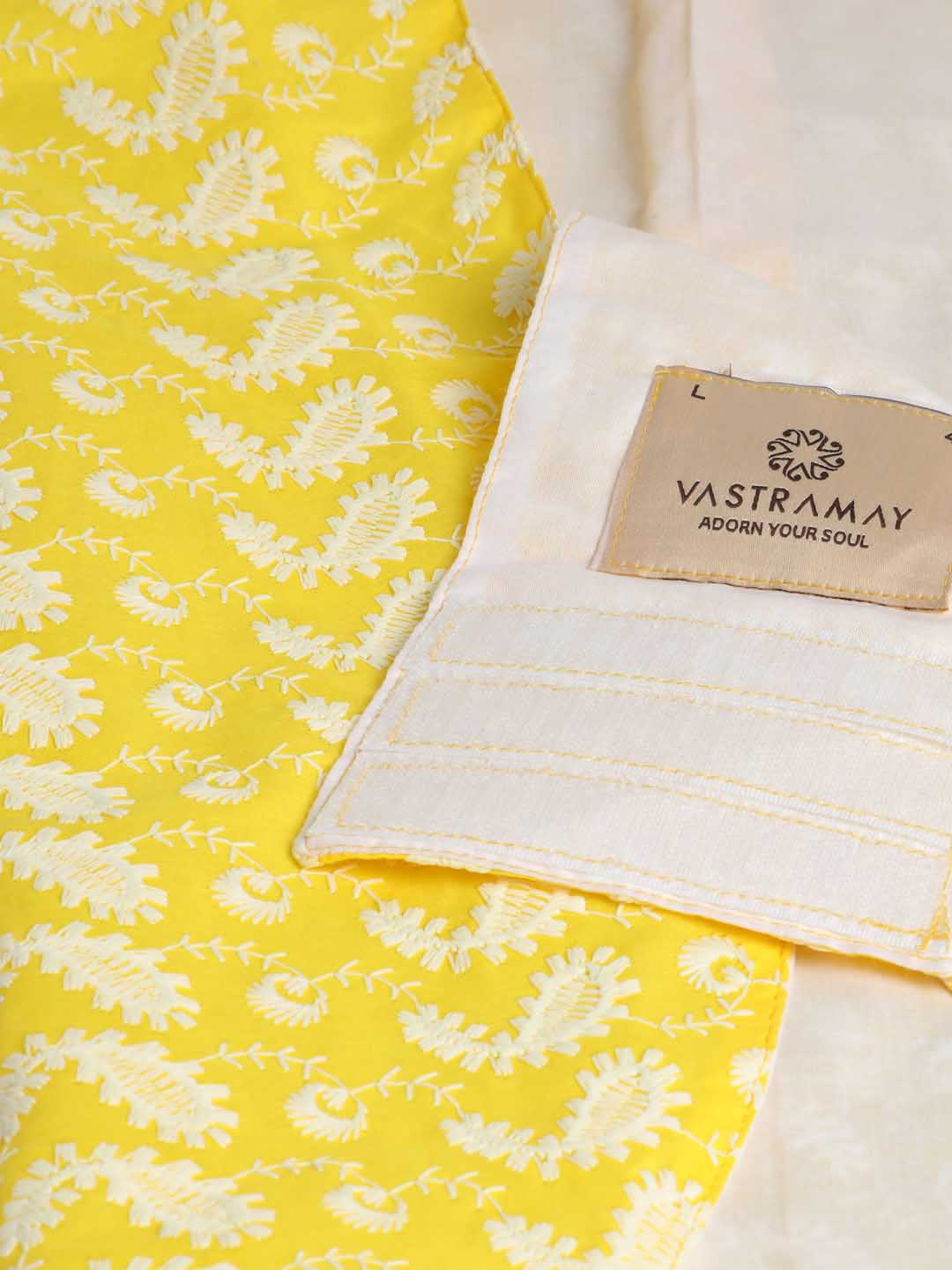 Dogs' Mustard Chikankari Pure Cotton Ethnic Kurta