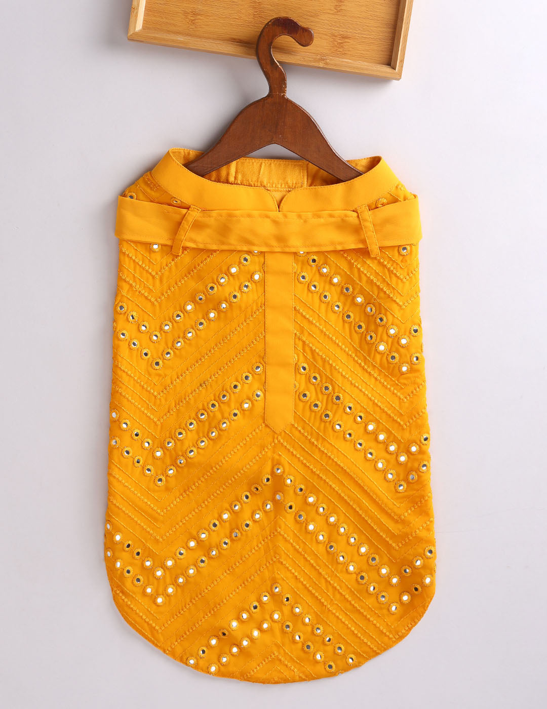 Dogs Allover Mirror Work Sleeveless Embroidered Kurta With Dupatta