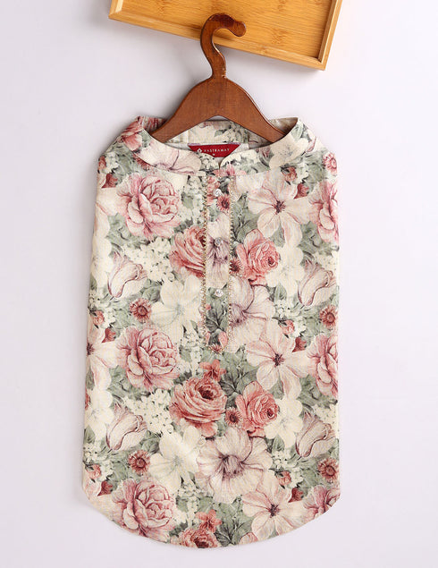 Dogs Allover Printed Silk Blend Ethnic Jacket