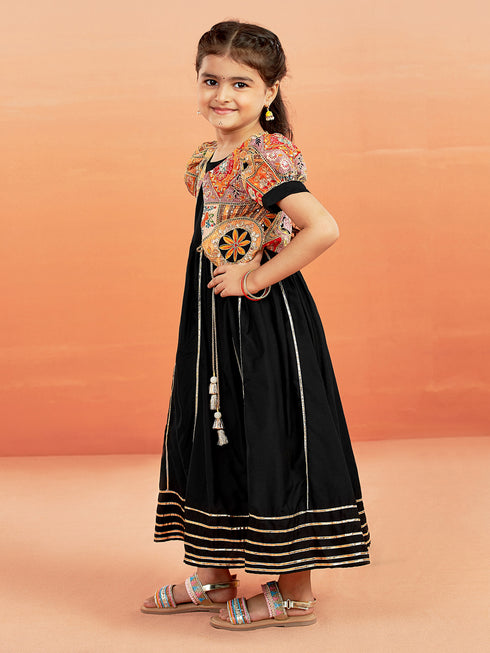 Girl's' Black Anarkali Set