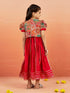 Girl's' Red Anarkali Set