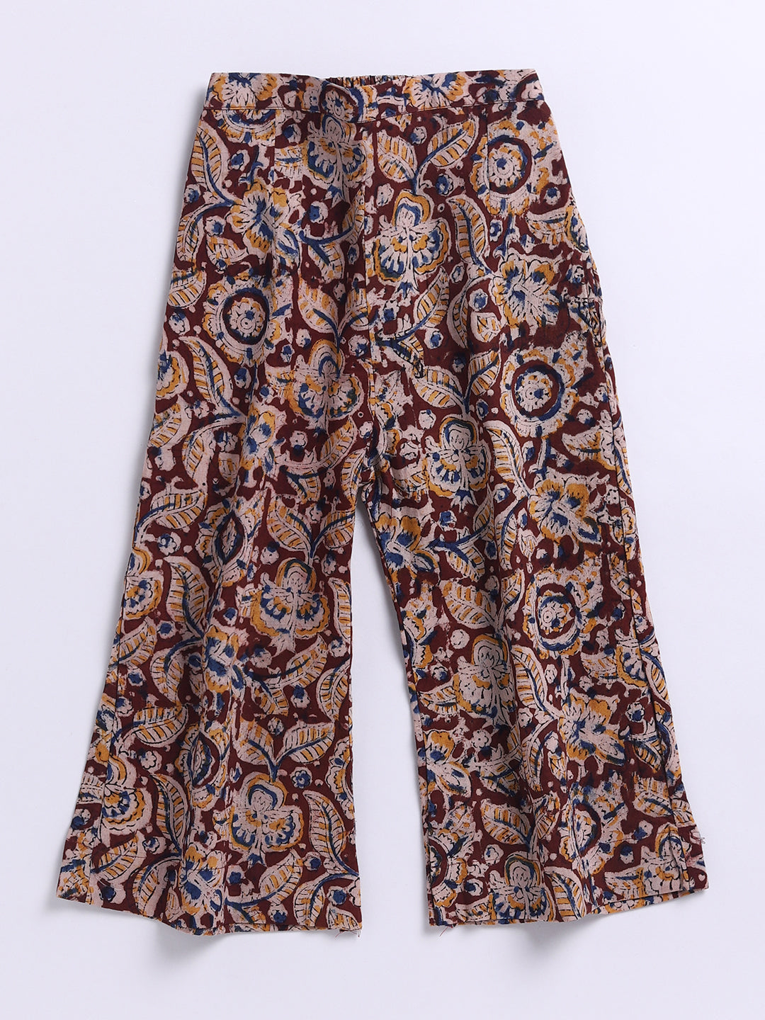 Girl's Red Cotton Clothing Set With Kalamkari Print