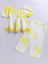 Girl's Yellow Cotton Cambric Clothing Set With Tie