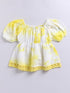Girl's Yellow Cotton Cambric Clothing Set With Tie