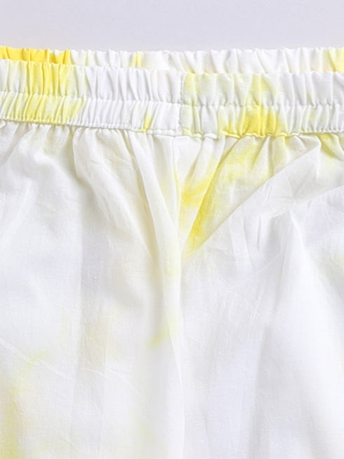 Girl's Yellow Cotton Cambric Clothing Set With Tie