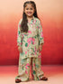 Vastramay Girls' Mint Green Cotton Kurta with Palazzo Set