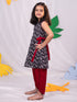 Girl's Black And Maroon Dhoti Kurta Set