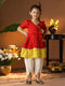 Girl's' Red And Cream Dhoti Kurta Set