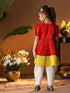 Girl's' Red And Cream Dhoti Kurta Set
