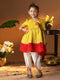 Girl's' Yellow And Cream Dhoti Kurta Set