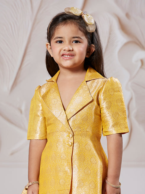Girl's' Mustard Kurta And Dhoti Pant Set