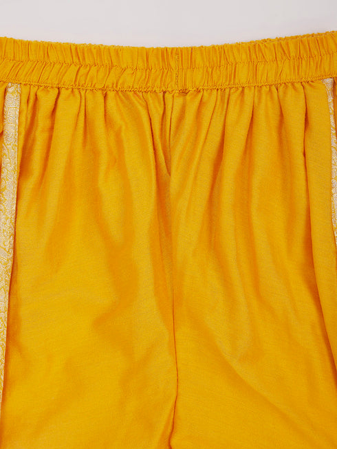 Girl's' Mustard Kurta And Dhoti Pant Set
