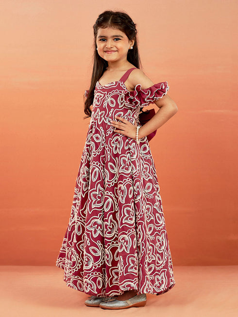 Girl's' Georgette Floral Embroidered Gown