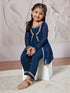 Girl's' Turquoise Jacket Kurta Set
