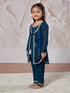 Girl's' Turquoise Jacket Kurta Set