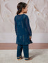 Girl's' Turquoise Jacket Kurta Set