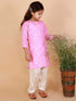 Girl's' Pink Printed Kurta & Cream Patiala Set