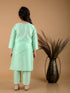 Girl's' Mint Green Viscose Kurta Pant Set
