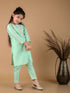 Girl's' Mint Green Viscose Kurta Pant Set