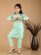 Girl's' Mint Green Viscose Kurta Pant Set