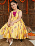Girl's Yellow And Pink Ethnic Dress