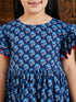Girl's Blue Printed Frock With Leggings Set