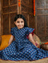 Girl's Blue Printed Frock With Leggings Set