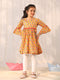Girl's' Yellow And White Kurta Leggings Set