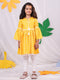 Girl's Yellow Printed Ruffle Kurta With Leggings Set