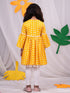 Girl's Yellow Printed Ruffle Kurta With Leggings Set