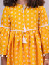 Girl's Yellow Printed Ruffle Kurta With Leggings Set