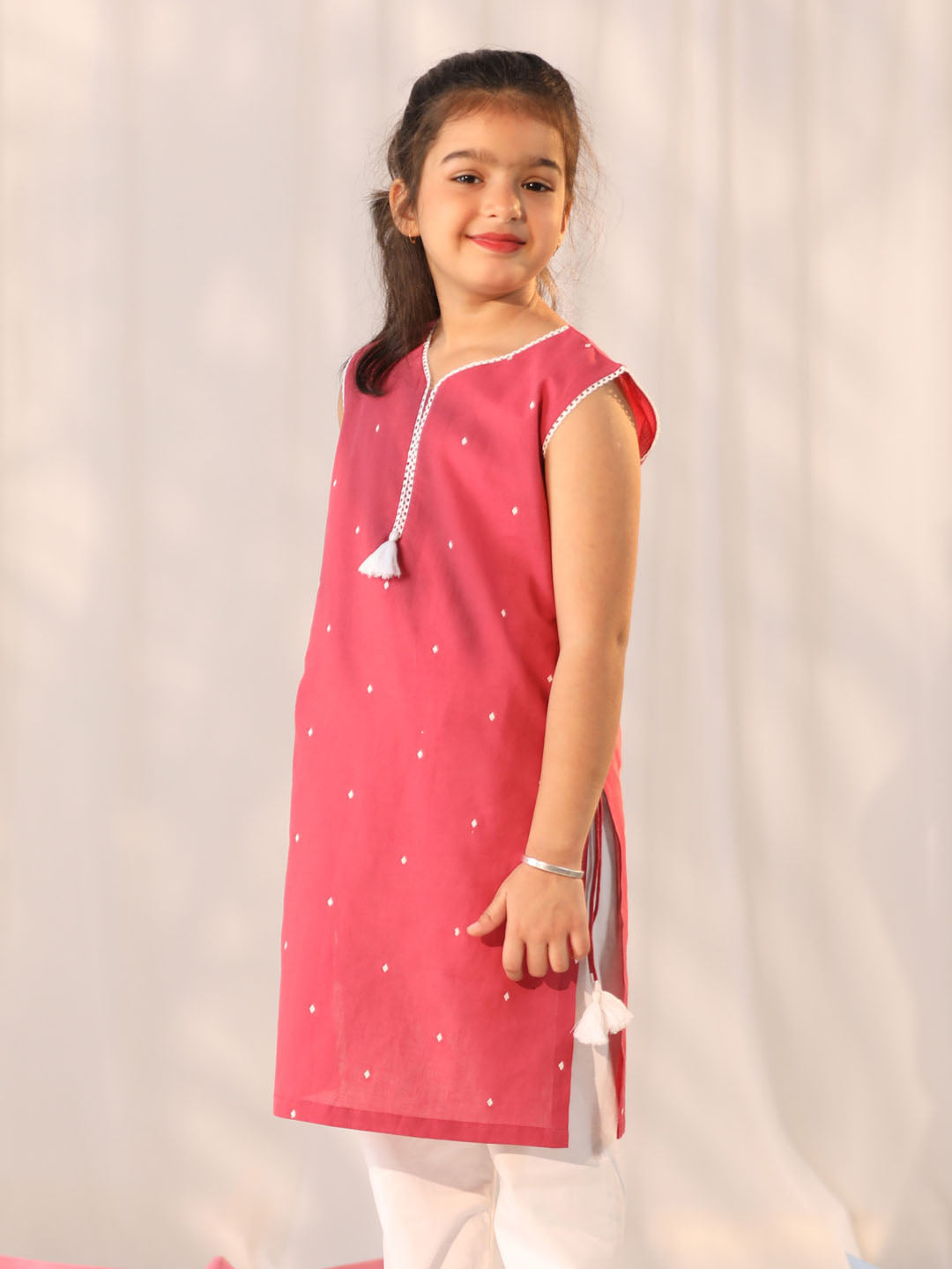Girl's' Pink Only Kurta