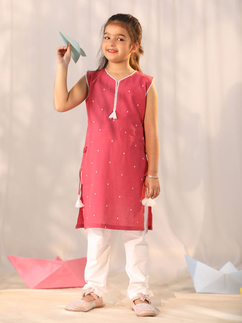 Girl's' Pink Only Kurta