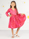 Girl's' Pink Color Bandhnai Print Angrakha Style Dress