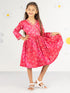 Girl's' Pink Color Bandhnai Print Angrakha Style Dress