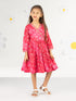 Girl's' Pink Color Bandhnai Print Angrakha Style Dress