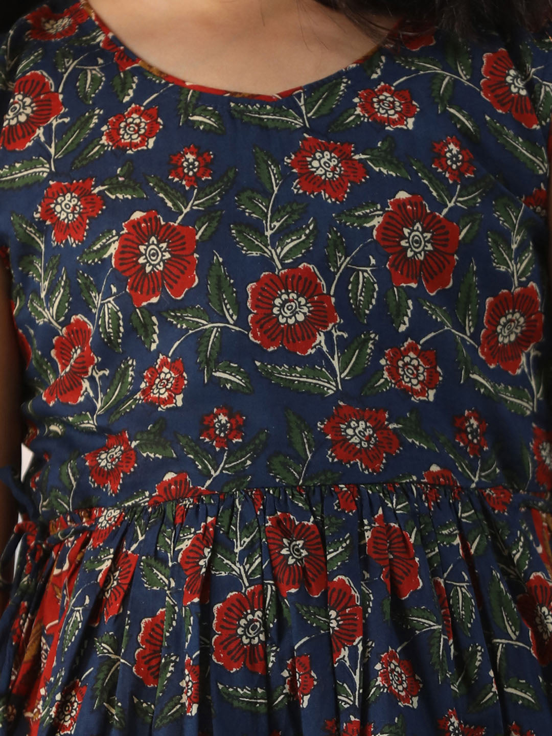 Girl's' Rust And Navy Blue Dress