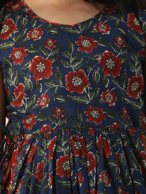 Girl's' Rust And Navy Blue Dress