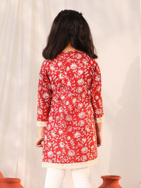 Girl's' Red Only Kurta