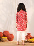 Girl's' Red Kurta Leggings Set