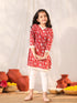 Girl's' Red Kurta Leggings Set