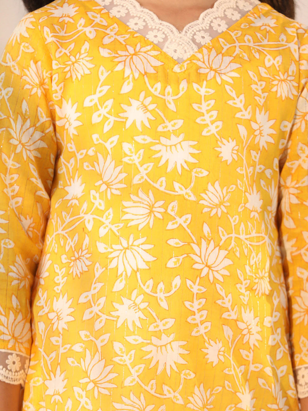 Girl's' Yellow Kurta Leggings Set