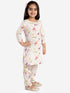 Girl's' Multicolor-Base Cream Kurta Pant Set