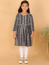 Girl's Black Pure Cotton Chikankari Kurta With Leggings