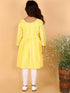 Girl's Yellow Pure Cotton Chikankari Kurta With Leggings