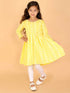 Girl's Yellow Pure Cotton Chikankari Kurta With Leggings