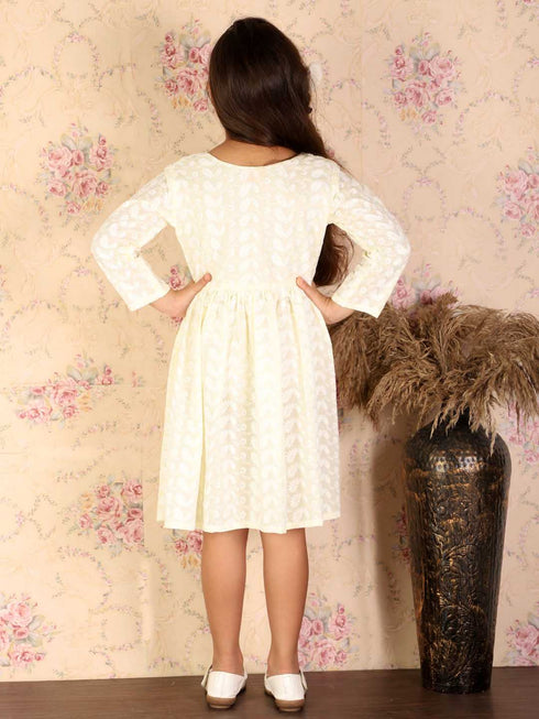 Girl's Yellow Pure Cotton Chikankari Kurta