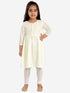 Girl's' Yellow Pure Cotton Chikankari Kurta With Leggings