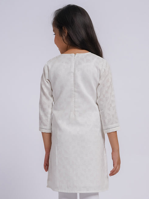 Girl's' White Only Kurta